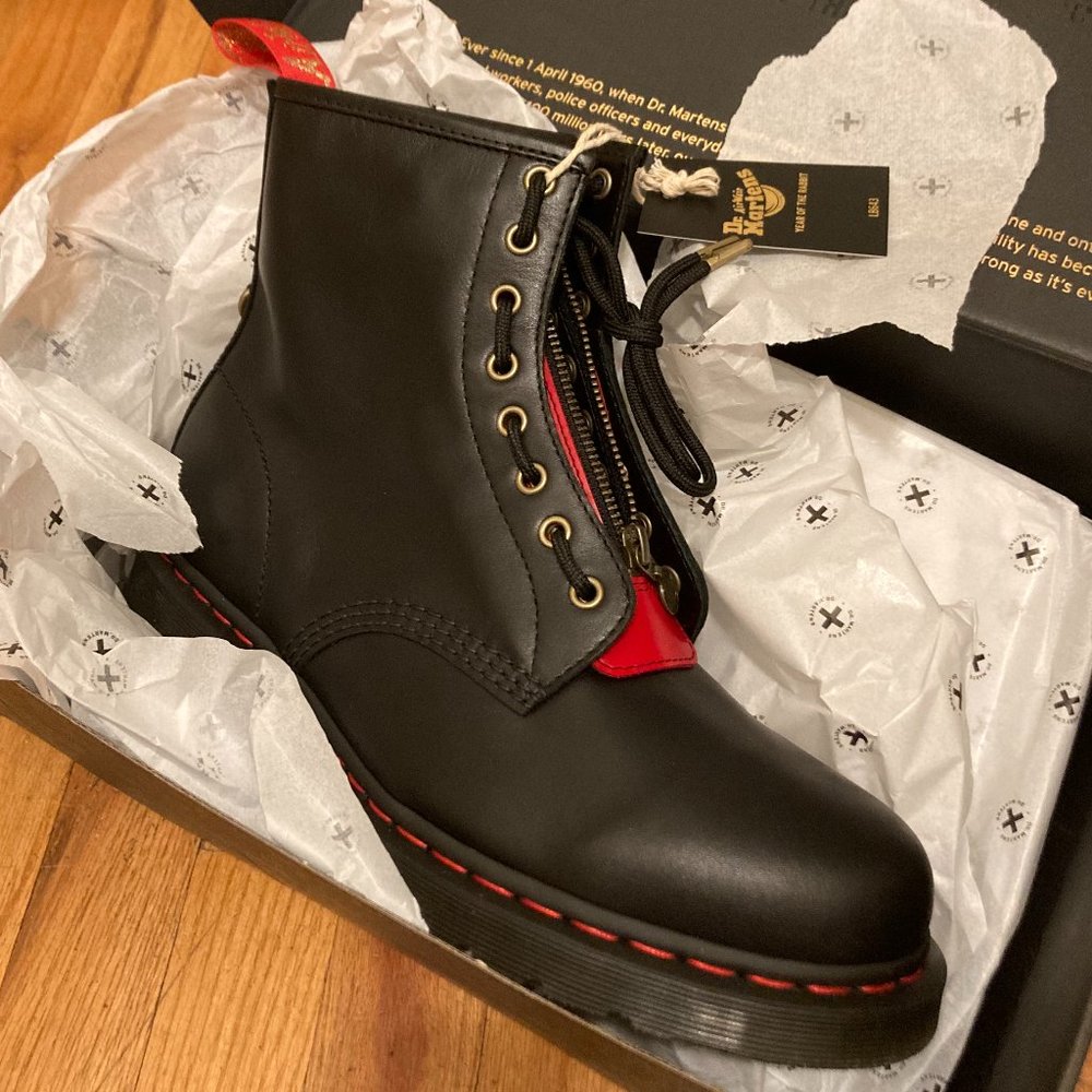 Dr. Martens Year Of The Rabbit 1460 Black/Red Leather Boots M11 W12